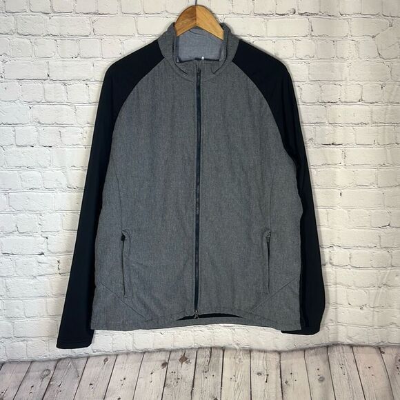 Johnnie-O Men’s Stinger Quilted Jacket size L Large Black Gray Full Zip - Picture 1 of 6